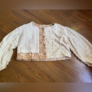 POL Cream and Tan Patterned Knit